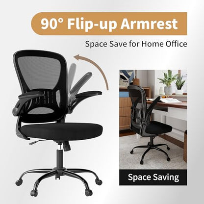 Adjustable Mesh Ergonomic Office Chair with Wheels, Black