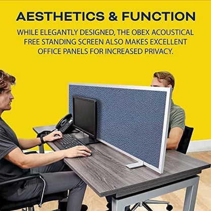 OBEX Acoustical Free Standing Privacy Screen, Cubicle Accessories Desk Privacy Panel, Desk Dividers for Office, Office Furniture Partitions Portable Sound Proof Dividers, 18" x 48", Graphite