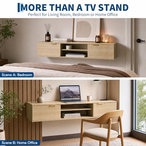 70" Floating TV Stand, Wall Mounted for TVs Up to 80"