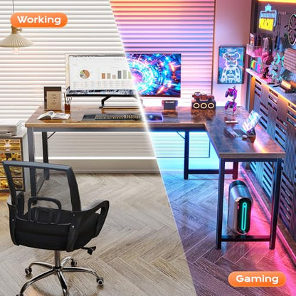 63 Inch L Shaped Desk with 0.95 Inch Thicker Desktop