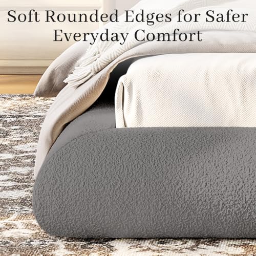 Queen Upholstered Platform Bed Frame with Arched Boucle Headboard