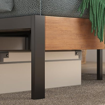 Olivia Metal and Wood Platform Bed Frame / No Box Spring Needed / Wood Slat Support / Easy Assembly, Full