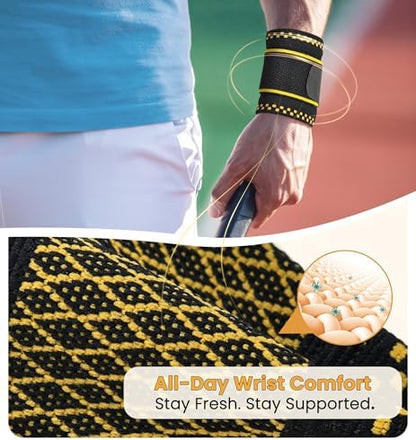 Copper Infused Compression Wrist Support Brace with Adjustable Wrap, Large