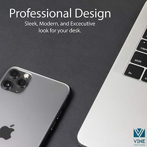 Leather Desk Pad 36" x 20", Vine Creations Office Desk Mat Waterproof Black - Premium Quality - Smooth Mouse Writing Surface - Maximum Protection Dual-Sided Pu Leather Blotter for Desk Office/Home