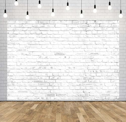 10x6.5ft Fabric White Brick Wall Texture Backdrop Abstract Old White Brick Stone Wall Background for Photoshoot Home Decor Party Decorations Photo Booth Props - size: 10x6.5FT