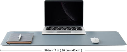 HOMIEAZICOZI Leather Desk Mat - Non-Slip PU Pad for Office and Home Organization Accessories Ideal Large Mouse Mats on Top of Desks (Light Blue,36''x 17'') (DPD-LB-L)