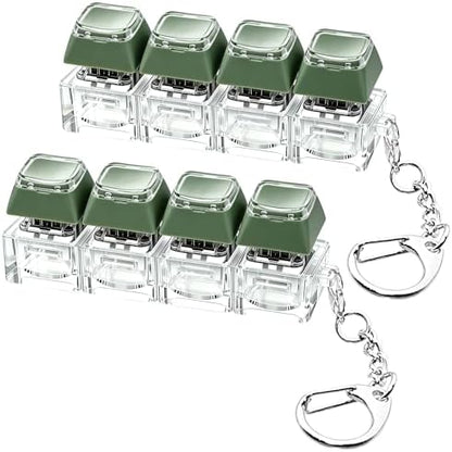 2 PCS Keyboard Fidget Toy, Double Layer Keycap Keyboard Fidget Keychain 4-in-1 Keyboard Decompression Button Finger Clicker Toys, Portable Tactile Button Sensory Fidget Toys Stress Relief Gifts（Green）