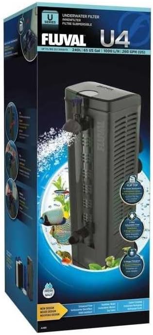Fluval U4 Underwater Filter, Freshwater and Saltwater Aquarium Filter, A480,Black