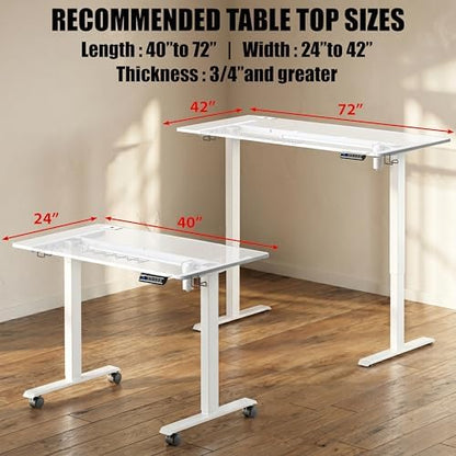 SHW Electric Height Adjustable Standing Desk Frame for 40"~72" Table Tops