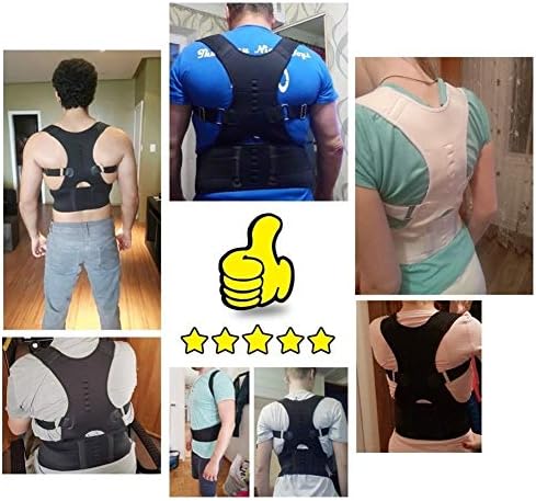 DSMYYXGS Adjustable Magnetic Posture Corrector Corset Back Brace Back Belt Lumbar Support Straight Corrector for Men Women S-XXL (Color : White, Size : Small)