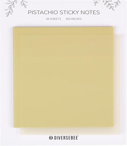 DiverseBee 50 Sheets Pastel Transparent Sticky Notes, 3x3” Clear Sticky Tabs, Translucent Page Flags Book Markers Stickers, Planner Accessories, Bible Journaling Study School Supplies (Pistachio)