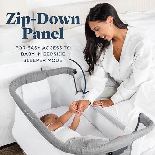 Beside Me Dreamer Bassinet | Bedside Sleeper | 7-Position Height Adjustment | Charcoal Tweed