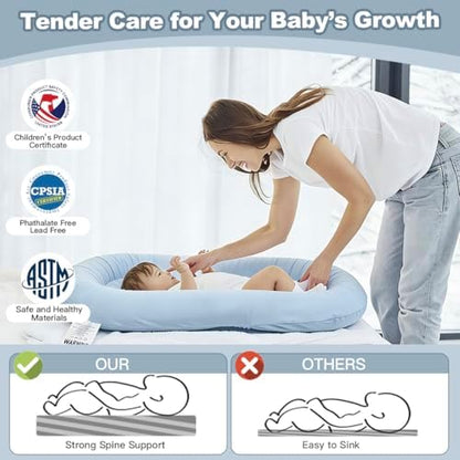 Baby Lounger Oversized 0-24 Months, Home and Travel Infant Cushion-Blue