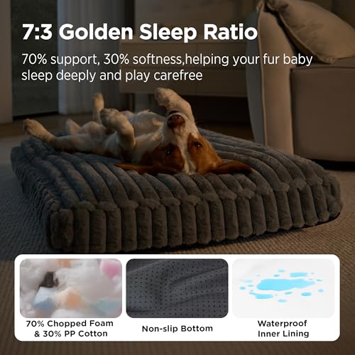 ComfyFleece™ Fluffy Balanced Support Large Dog Bed for Crate,35x22