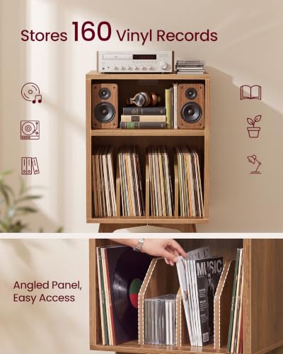 End Table, Mid-Century Record Player Stand, Holds 160 Albums