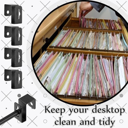 8 Set 12 Pcs Metal Hanging File Bracket Clips, Black