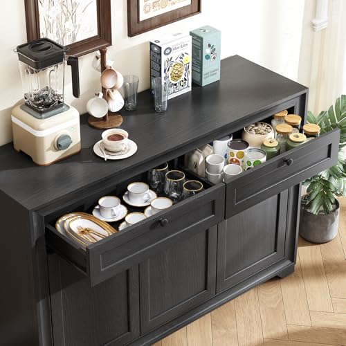 48 Inches Sideboard Buffet Cabinet with Storage, Black