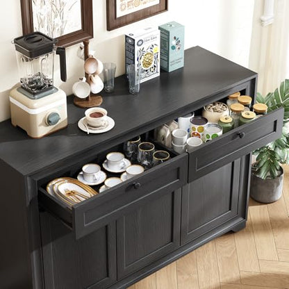 48 Inches Sideboard Buffet Cabinet with Storage, Black