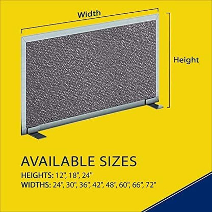 OBEX Acoustical Free Standing Privacy Screen, Cubicle Accessories Desk Privacy Panel, Desk Dividers for Office, Office Furniture Partitions Portable Sound Proof Dividers, 18" x 72", Graphite