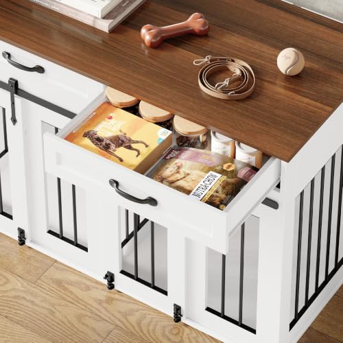 71'' Large Dog Crate for 2 Dogs,Dog Crate with 3 Drawer