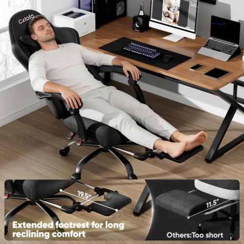 Czlolo Fabric Big and Tall Gaming Chair with Extended Footrest