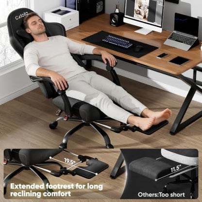 Czlolo Fabric Big and Tall Gaming Chair with Extended Footrest
