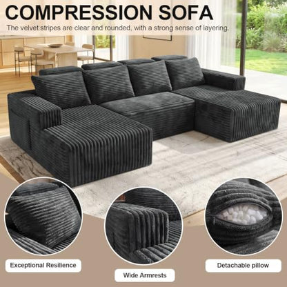Boneless Couches for Living Room 113" - Modular Sectional Oversized Sofa