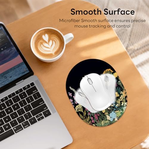 Oval Mouse Pad 6x8in Non-Slip for Laptop,Wildflowers