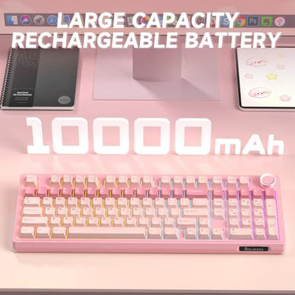 SOLAKAKA KI99 Pro 96% Wireless Mechanical Keyboard (Pink, Silent Switch)