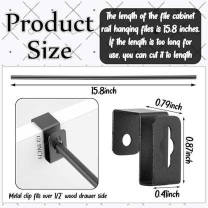 8 Set 12 Pcs Metal Hanging File Bracket Clips, Black