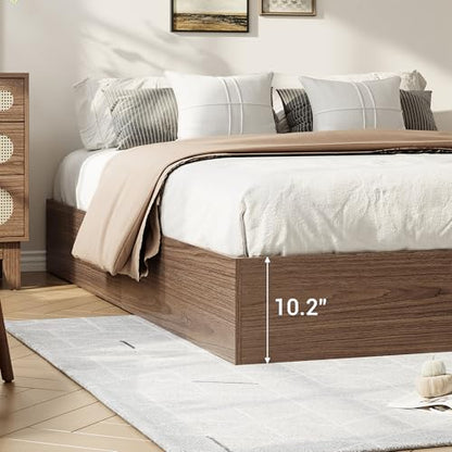 Wood Platform Bed Frame, King Bed Frame with 2 Drawers