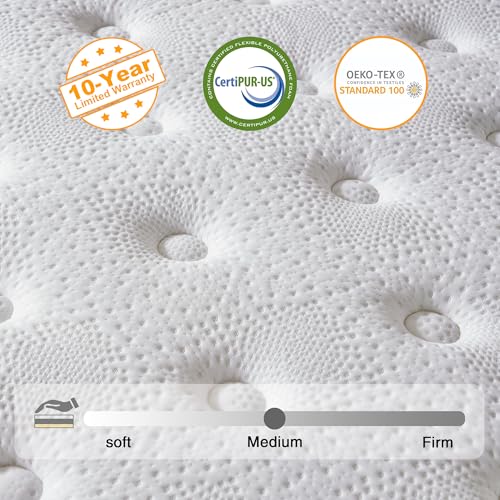 Full Mattress 12 Inch, Hybrid Spring Mattress, Medium Firm