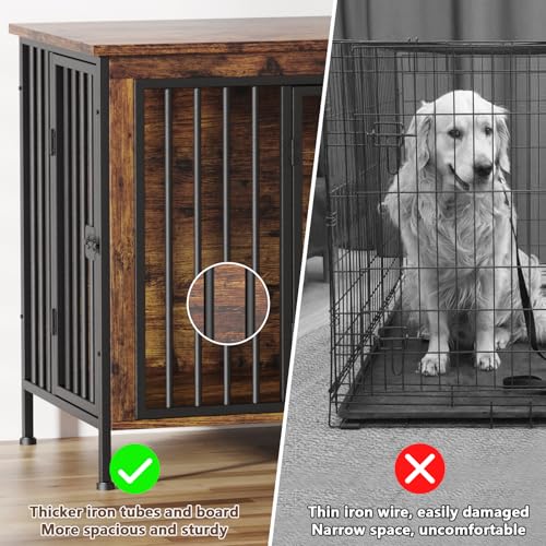 63" Dog Crate Furniture for 1 or 2 Dogs, Brown (DC102)