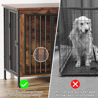 63" Dog Crate Furniture for 1 or 2 Dogs, Brown (DC102)