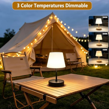 Cordless Table Lamp, Rechargeable Shower Lamp - Black Set of 2