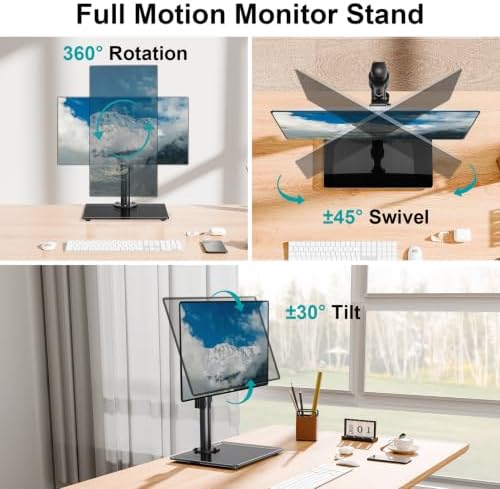 MOUNT PRO Single Monitor Stand Fits Max 32 inch Screen, Free-Standing Computer Desk Stand, Display Mount with Height Adjustable, Swivel, Tilt, Rotation, VESA Monitor Stand 100x100
