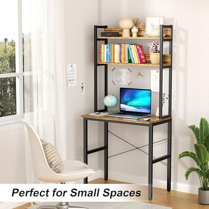 Small Desk with Shelves, Computer Desk with Hutch, 31"