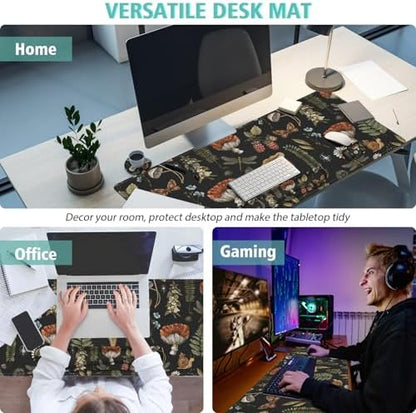 Mouse Pad Set Large Desk, Desk Matt for Desktop with Wrist Rest,Anti-Slip XXL Big Computer Ergonomic Mousepad with Wrist Support for Keyboard and Mouse(Plant)