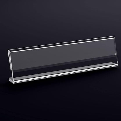 Acrylic 12 Pack Name Plates for Desks, AITEE 2x8 Clear Desk Name Plate Personalized, Desk Sign Holder for Table Display, Tent Name Plate Display for Office Conference, Business Event/School Classroom