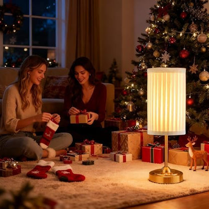 Mr.White Rechargeable Cordless Table Lamp with Fabric Shade, 5200mAh Battery Operated LED Touch Table Light, for Restaurant Kitchen Patio Dinner (Bronze)