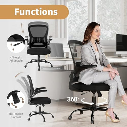 Adjustable Mesh Ergonomic Office Chair with Wheels, Black