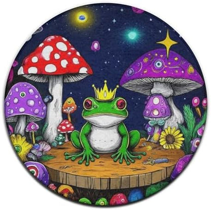Highly Premium Quality Floor Mat, Office Chair Decor Mat, Room Sofa Yoga Soft Round Carpet Magic Mushrooms Frog Trippy Art, 36inch