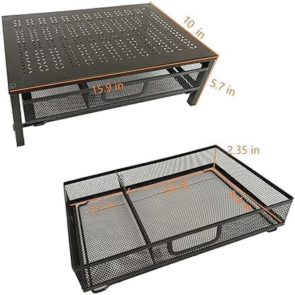 Metal Computer Stand for Desk,Monitor Riser with Drawer ,Desktop Stand for Laptop,Printer and Monitor,Black