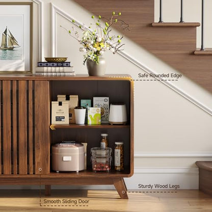 Sideboard Buffet Cabinet with Storage, Fluted Kitchen Cabinet