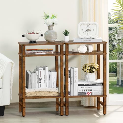 Industrial End Tables for Living Room, Brown