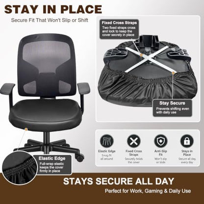 NeColorLife Large Waterproof PU Leather Office Chair Seat Cover
