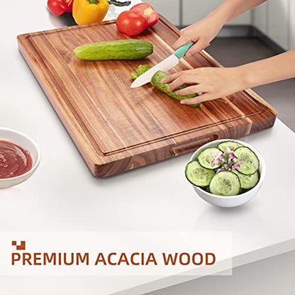 Extra Large Acacia Wood Cutting Boards for Kitchen, 24 x 18 Inch