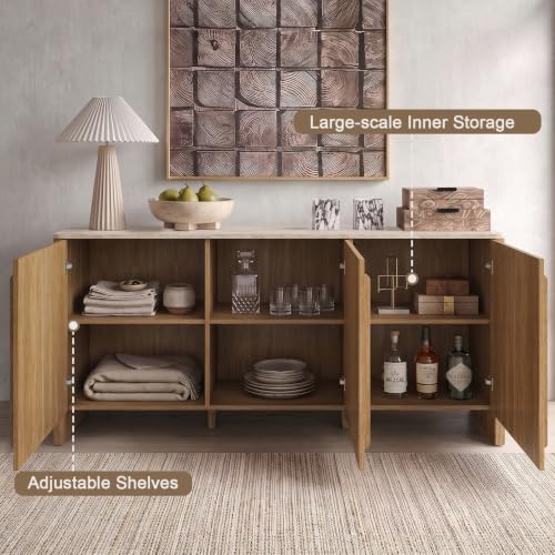 Modern Sideboard Buffet Cabinet, 63" Storage Cabinet with 3 Door