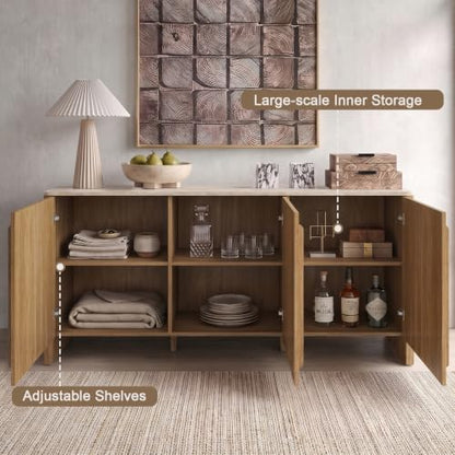 Modern Sideboard Buffet Cabinet, 63" Storage Cabinet with 3 Door