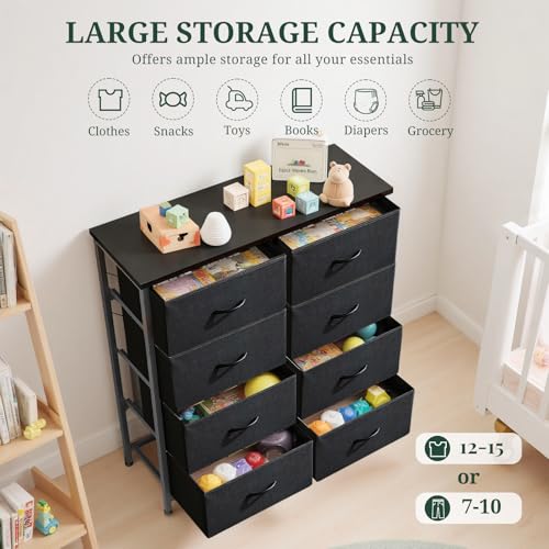 8-Drawer Dresser for Bedroom, Anti-Tip Tall Storage Organizer